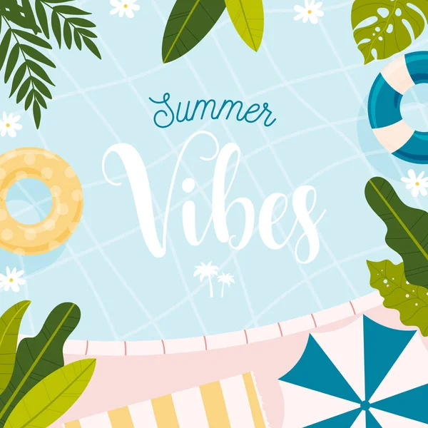 Summer Vibes Carta Volantino Concetto Illustrazione Vettoriale — Vettoriale Stock