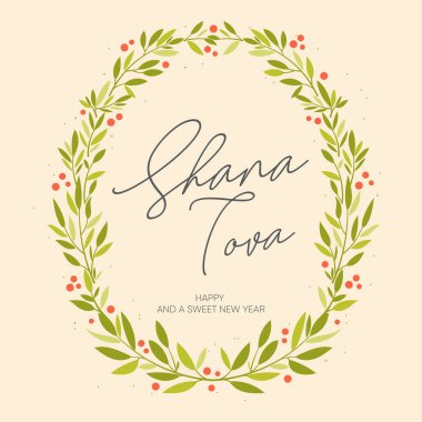 Mutlu Rosh Hashanah günleri, Shana Tova tebrik kartı. Vektör illüstrasyonu