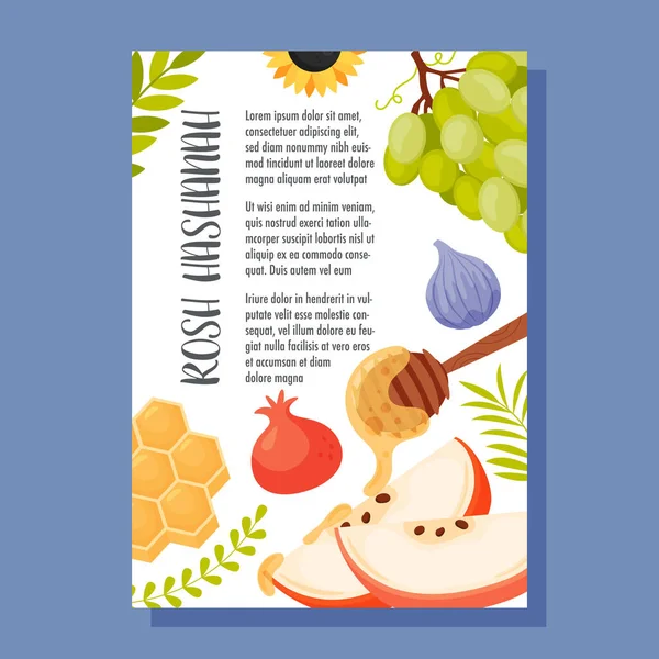 Happy Rosh Hashanah Day Shana Tova Greeting Card Vector Illustration — Stock vektor