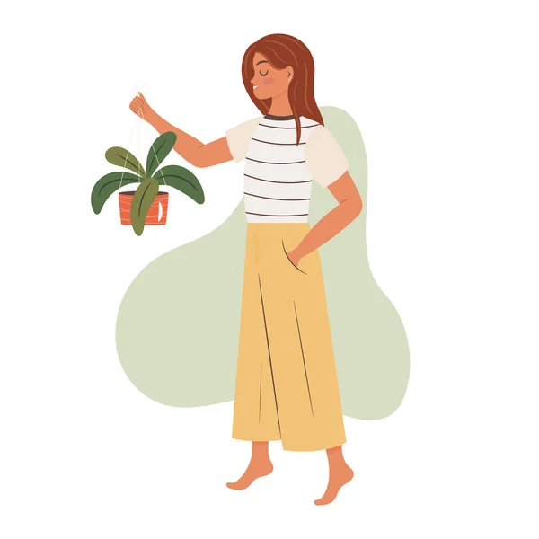 Woman New Plant Pot Vector Concept Illustration — Stock Vector