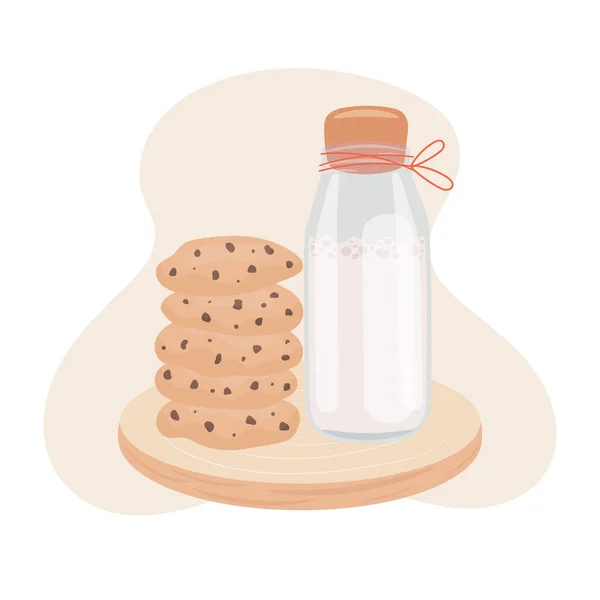 Plätzchen Und Milchflasche Vektorillustration — Stockvektor