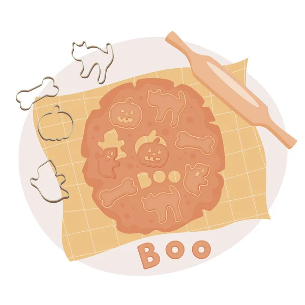 Fazendo Conceito Biscoitos Halloween Ilustração Vetorial — Vetor de Stock