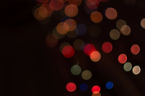 Multicolored Bokeh Light Garlands Dark Background Festive Background — Fotografia de Stock
