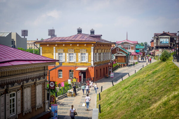 Irkutsk, Russia - June 22, 2019: Architecture and streets in the city center