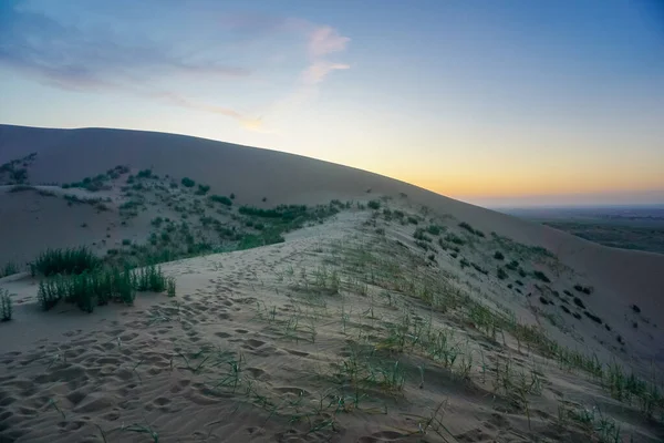 Písky Duny Sarykum Při Západu Slunce Dagestánu — Stock fotografie