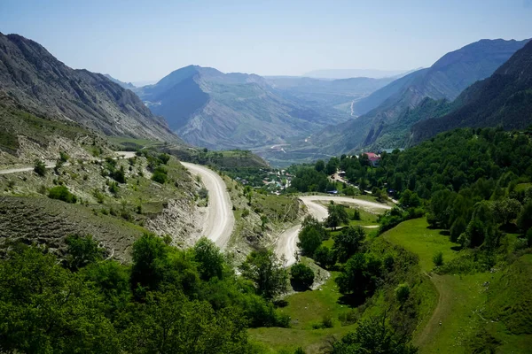 Vägen Slingrar Sig Bergen Morgonen Kaukasus Dagestan Republik Ryssland — Stockfoto