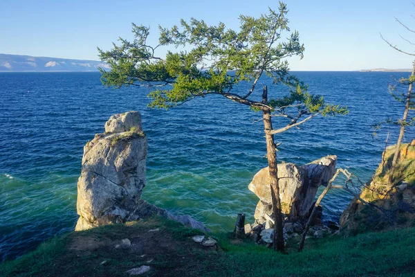 Olkhon Adası Kıyıları Gün Batımında Sibirya Daki Baykal Gölü Nde — Stok fotoğraf