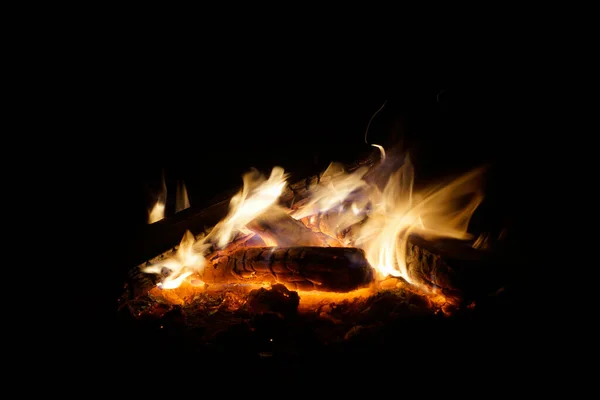 Bright Campfire Made Wood Olkhon Island Baikal — Fotografia de Stock