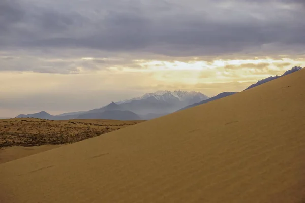 Beautiful Sunset Chara Desert Northernmost Desert World — стокове фото