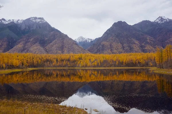 Ορεινή Λίμνη Στην Κορυφογραμμή Taiga Και Kodar Στην Περιοχή Trans — Φωτογραφία Αρχείου