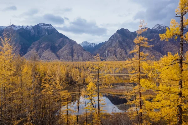 Ορεινή Λίμνη Στην Κορυφογραμμή Taiga Και Kodar Στην Περιοχή Trans — Φωτογραφία Αρχείου