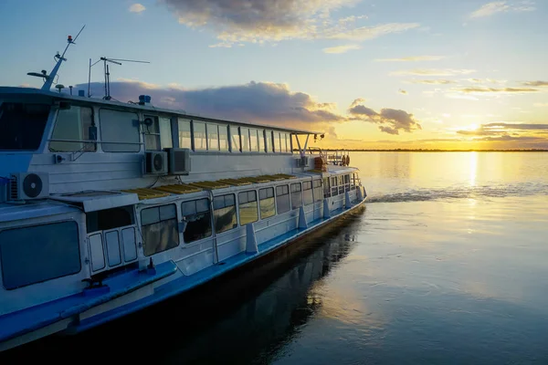 Tourist Ferry Amur River Sunset Khabarovsk — Stock Photo, Image