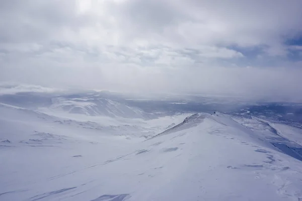 Zimowy Krajobraz Przełęczy Avachinsky Kamczatce Rosji — Zdjęcie stockowe