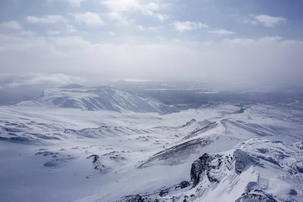 Zimowy Krajobraz Przełęczy Avachinsky Kamczatce Rosji — Zdjęcie stockowe