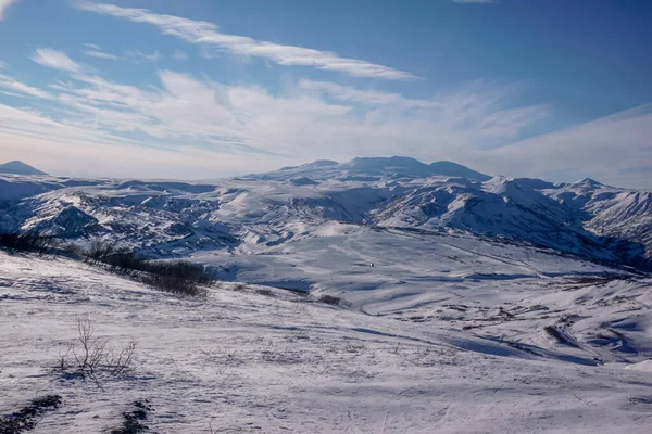 Zimowy Krajobraz Przełęczy Vilyuchinsky Półwyspie Kamczatka Rosji — Zdjęcie stockowe