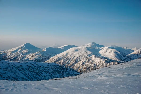 Zimowy Krajobraz Przełęczy Vilyuchinsky Półwyspie Kamczatka Rosji — Zdjęcie stockowe