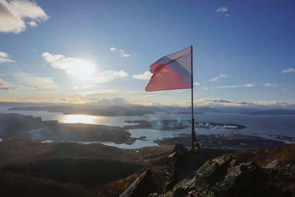 Gyönyörű Kilátás Nyílik Avacha Bay Hegyről Kamchatka — Stock Fotó