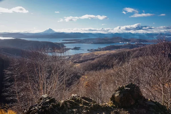 Vacker Utsikt Över Avacha Bay Från Berget Kamchatka — Stockfoto