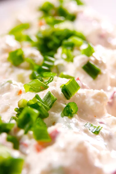 Chives and cottage cheese — Stock Photo, Image