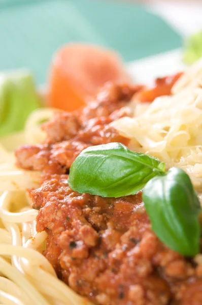 Spaghetti bolognese. närbild. — Stockfoto