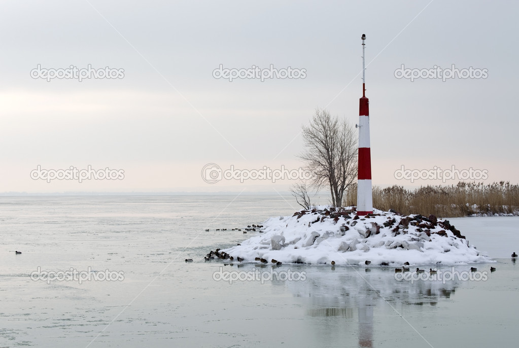 Lake Balaton in winter time, Hungary