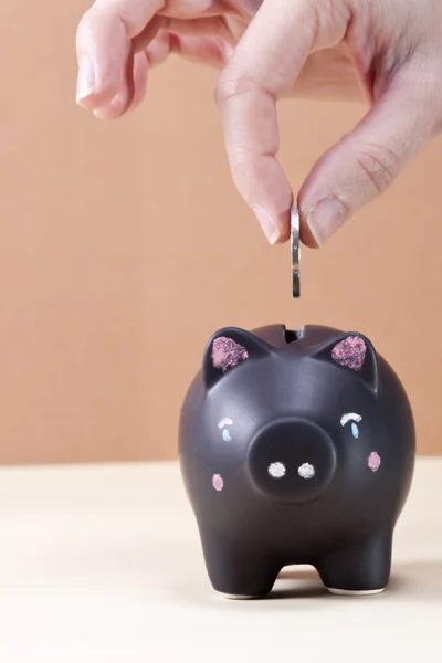 Black piggy bank — Stock Photo, Image