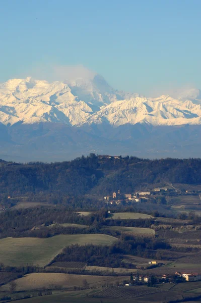 Itália: Colinas e Alpes no inverno — Fotografia de Stock