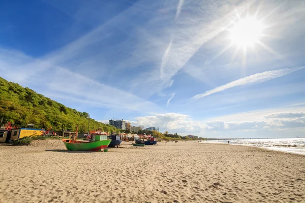 Beach and sun in Miedzyzdroje — Stock Photo, Image