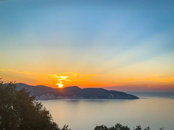 Kefalonia Sunset Island Greece — Foto de Stock