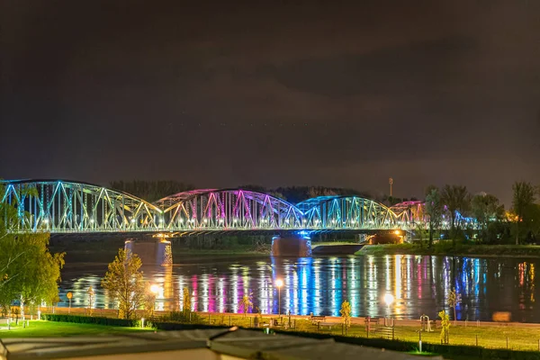 Bridge Toru Night Poland — Stock Photo, Image