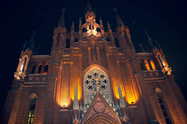 Belle Église Catholique Antique Nuit — Photo