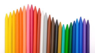 24-renkli crayon satırda kırpma yolu ile dizilmiş