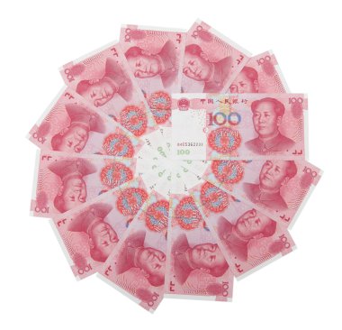 RMB 100 stack in circle clipart
