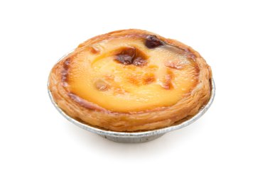 Single portuguese egg tart with clipping path clipart