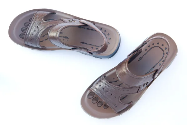 Brown leisure sandal on white — Stock Photo, Image