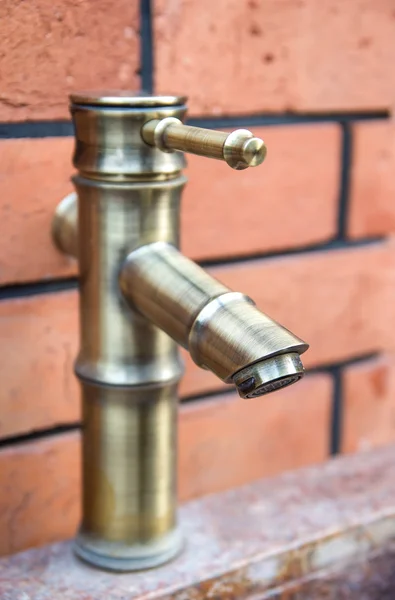 Old style brass water tap — Stock Photo, Image