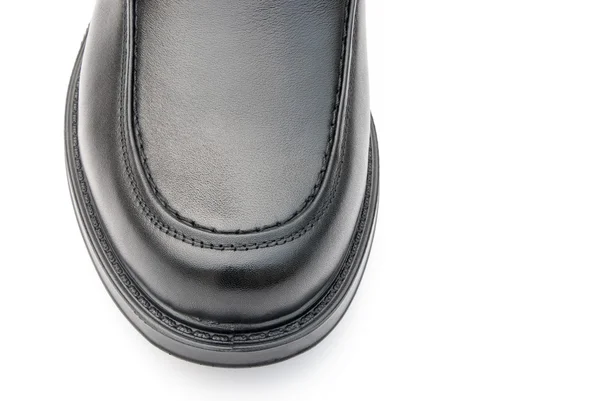 Black leather shoe for man close up — Stock Photo, Image