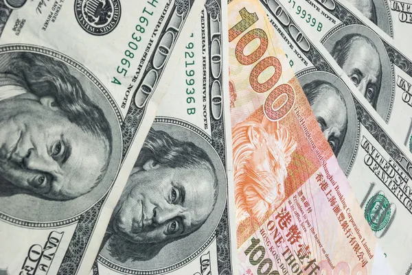 US dollars vs HK dollars — Stock Photo, Image