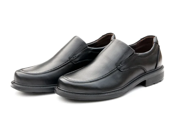 Side view pair of black leather shoe for man — Stock Photo, Image
