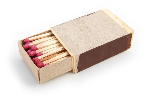 Matchbox with match sticks on white — Stock Photo, Image