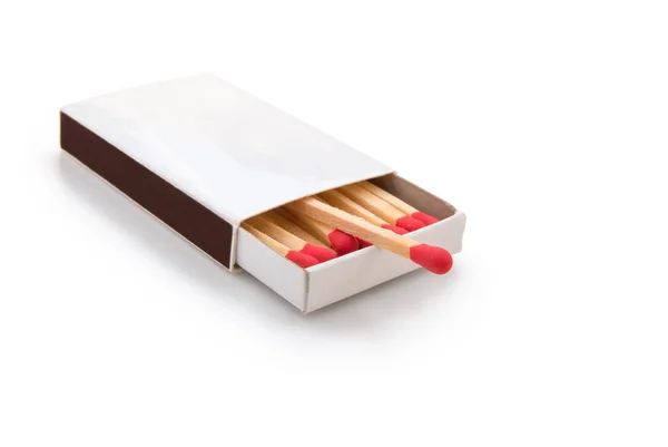 Side view matchbox with a match sticks out — Stock Photo, Image
