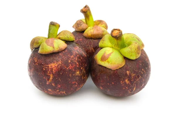 Three mangosteens with clipping path Stock Image