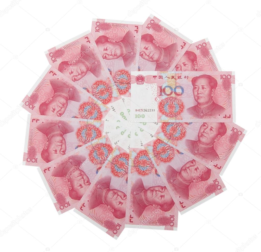 RMB 100 stack in circle