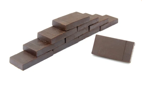 Chocolate blocks on white background — Stock Photo, Image