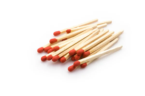 Matchsticks stack up on white — Stock Photo, Image