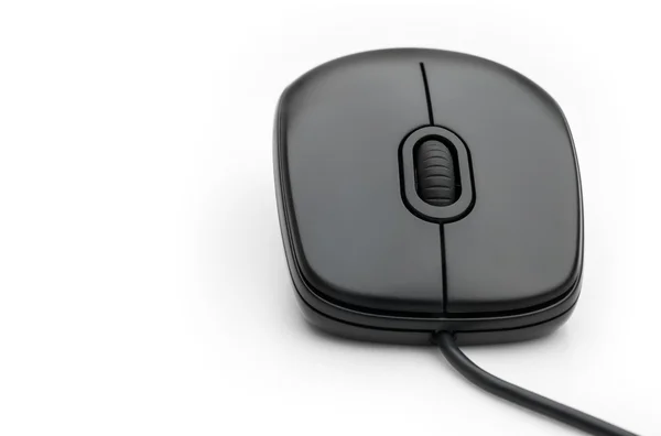 Vista frontal mouse preto — Fotografia de Stock