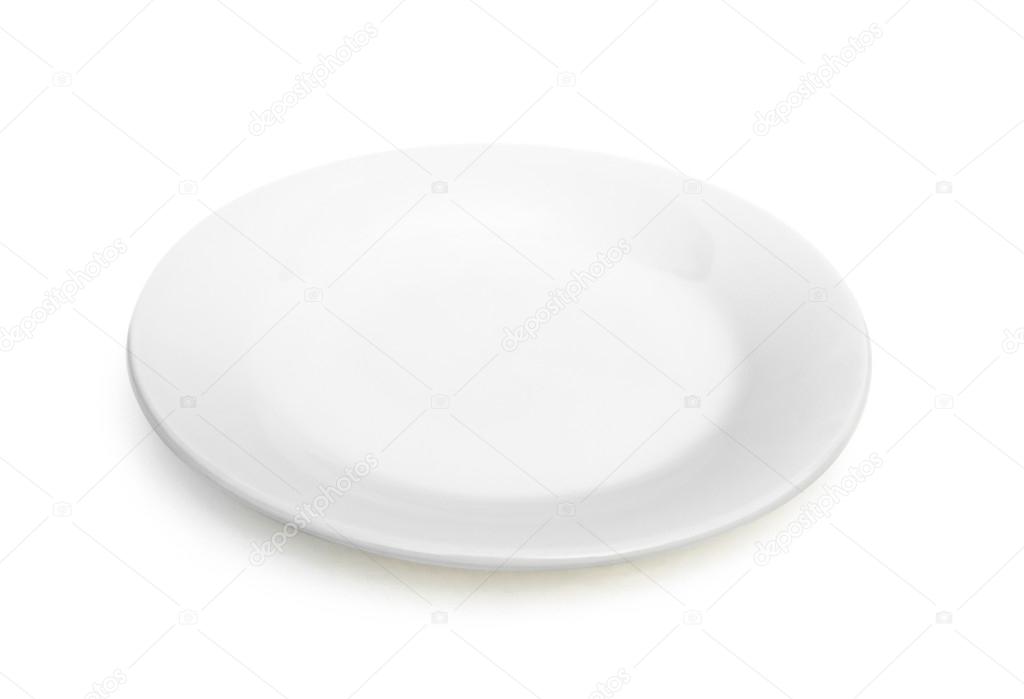 Empty plate on white with clipping path