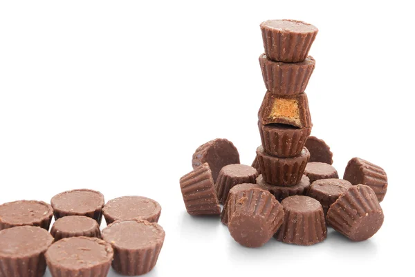 Chocolate stacked on white — Stock Photo, Image
