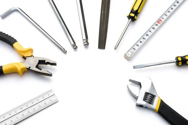 Tools lined up as a circle with clipping path — Stock Photo, Image