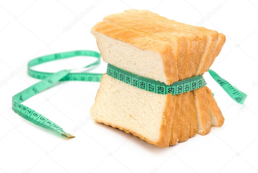 Bread grasped by measuring tape